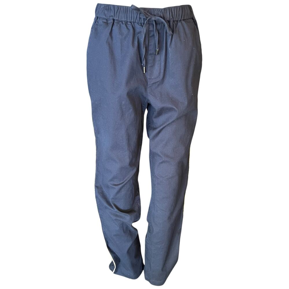 WILDFANG Essential Piped Drawstring Pants Size M Navy Blue Cotton Stretch Casual